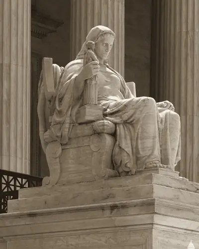 Contemplation of Justice, the marble statue at the U.S. Supreme Court Building.