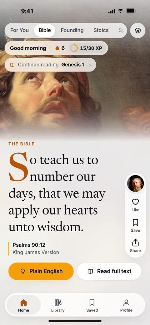 A Bible card in Mind Over Scroll: “So teach us to number our days, that we may apply our hearts unto wisdom,” Psalms 90:12 in the King James Version.